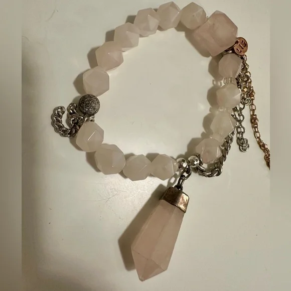 LOVE THIRTEEN ROSE QUARTZ CRYSTAL BRACELET - Picture 2 of 7